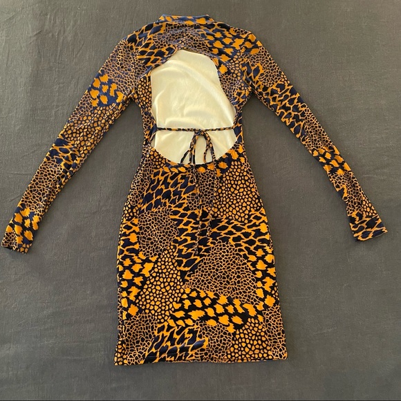 Fashion Nova Wild About You Velvet Mini Dress - Mustard/combo Size XS - Picture 11 of 14